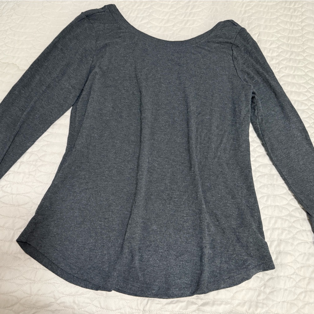 CAbi Charcoal Crisscross Long Sleeve Top